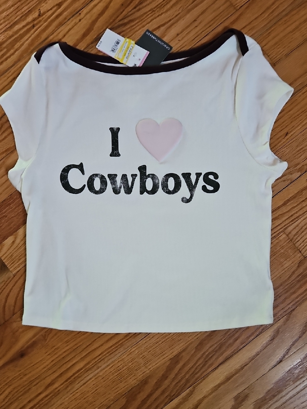 Grayson Threads White Tee with Pink Heart and Black Trim
